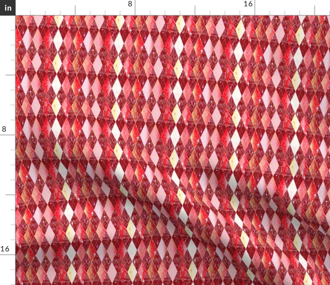 Deep Crimson Heart Throb Harlequin Argyle in the Lovecore Aesthetic -- Valentine Argyle in Deep Crimson Dark Red -- 1412dpi (11% of Full Scale)