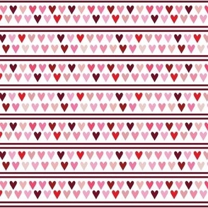 small - hearts and stripes - peachy plum pink