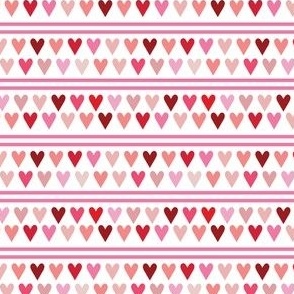 small - hearts and stripes - hot pink on white