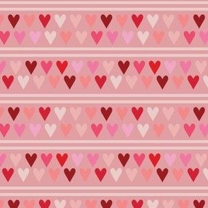 small scale - hearts and stripes - peachy, pink, plum