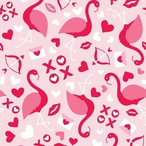 Medium Valentine's Day Flamingo Love Birds Pink