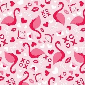 Small Valentine's Day Flamingo Love Birds Pink