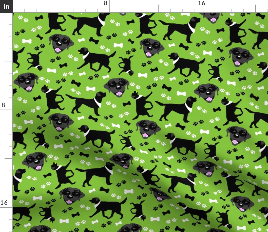 Black Lab Faces in Green