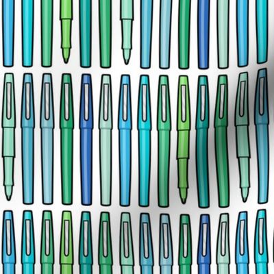 felt pens - school supplies - teacher pens - blues/greens - LAD21