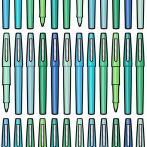 felt pens - school supplies - teacher pens - blues/greens - LAD21
