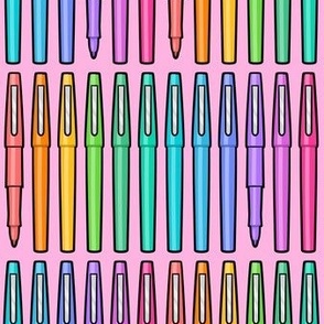 felt pens - school supplies - teacher pens - brights on pink - LAD21