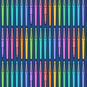 (small scale) felt pens - school supplies - teacher pens - brights on blue - LAD21
