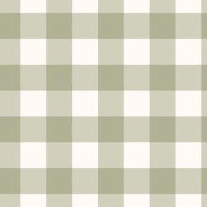 1" Gingham Plaid Check {Sage Green and White}