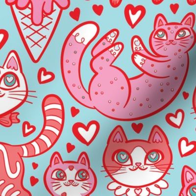 Sweet Valentine Kitties {Blue Large}