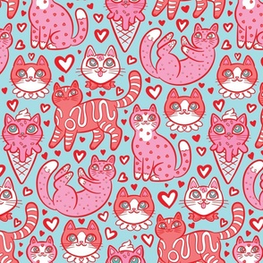 Sweet Valentine Kitties {Blue Large}