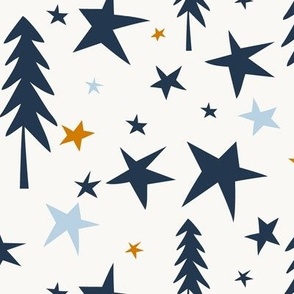 Wish Upon A Star - Ivory Dark Blue Multi Large Scale
