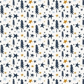 Wish Upon A Star - Ivory Dark Blue Multi Small Scale