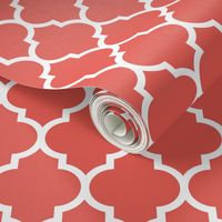 moroccan quatrefoil lattice in coral