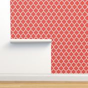 moroccan quatrefoil lattice in coral