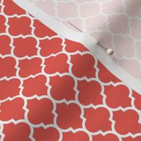 moroccan quatrefoil lattice in coral