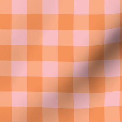 1" Gingham Plaid Check {Orange and Pink}