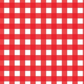 1/2" Gingham Plaid Check {Red and White}