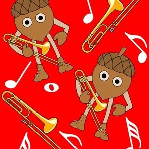 Trombone Nut White Music Notes Red