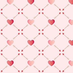 Watercolor Hearts & Arrows {Pink) Small Scale