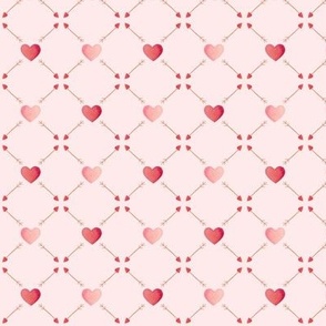 Watercolor Hearts & Arrows {Pink) Tiny Scale
