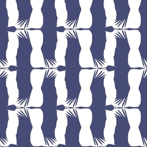 Heron's Flying in Two Directions in Navy on White, Medium, ROTATED