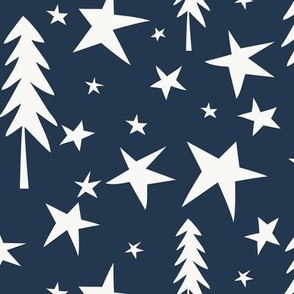 Wish Upon A Star - Navy Blue Ivory Large Scale