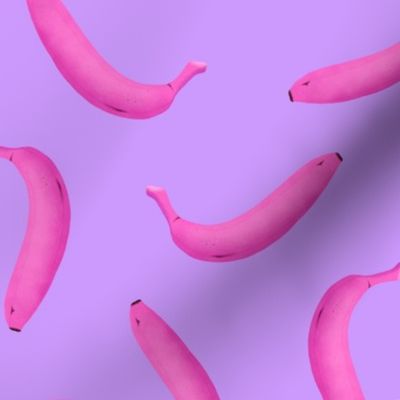 Pink bananas tossed purple bac
