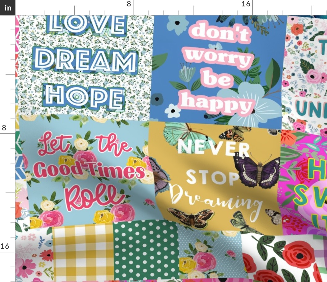 42"x72" / 2 YARDS ONLY - Love and Positive Quotes Quilt