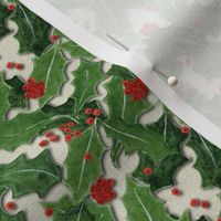 Holly and Berries on Ivory Linen