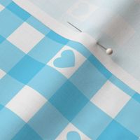 Light Blue Gingham with Hearts Large (1")