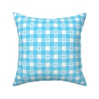 Light Blue Gingham with Hearts Large (1")