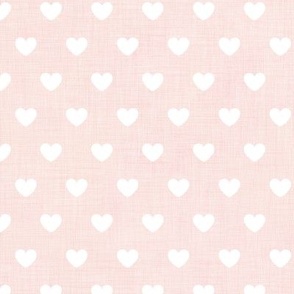 Love Is in the Air- White Hearts on Soft Pink Linen Texture- Valentine- Lovecore