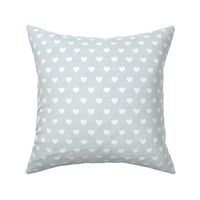 Love Is in the Air- White Hearts on Light Teal Linen Texture- Valentine- Valentine's Day- Ocean- Blue Sky