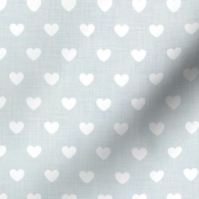Love Is in the Air- White Hearts on Light Teal Linen Texture- Valentine- Valentine's Day- Ocean- Blue Sky