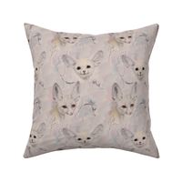 6x7-Inch Basic Repeat of Sepia Fennec Foxes with Foxtail Grasses