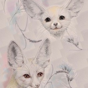 6x7 Basic Repeat of Sepia Fennec Foxes with Foxtail Grasses