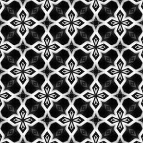 High Contrast Black and White Clover Geometric