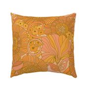 1970s Retro Floral Orange Large