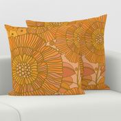 1970s Retro Floral Orange Large