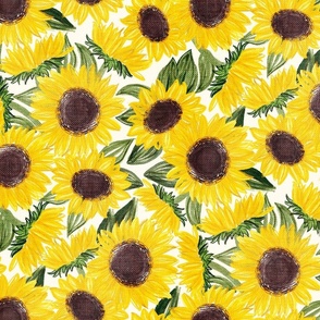 Energetic Sunflower Floral with canvas texture 