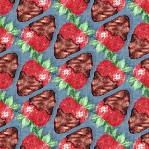Chocolate Dipped Strawberries - on faded denim