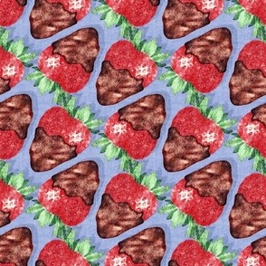 Chocolate Dipped Strawberries - on cornflower blue