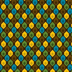 Modern Peacock Brown with Yellow_ Green and Teal