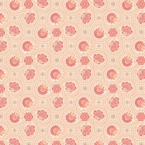 (S) swirling fantasy floral-non directional-peach plethora-peach fuzz-pristine-small scale