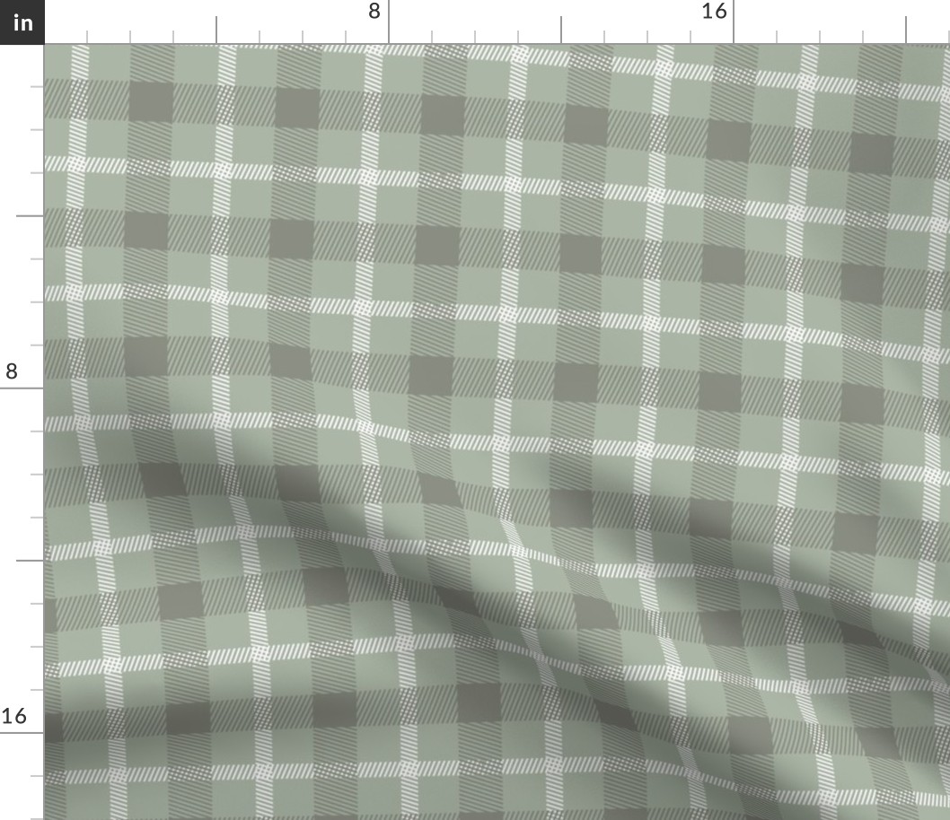 Wild west traditional retro gingham plaid design christmas texture tartan sage green white gray