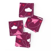 Valentine's love paper planes burgundy