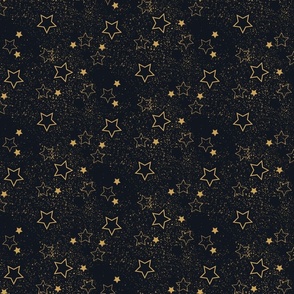 Glitter Star - Gold on Black-s