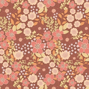 Retro Floral S - Brown