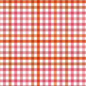 Little plaid Valentine gingham and boho vibes plaid tartan design minimalist basic checkered squares in pink red orange 