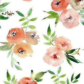 Italian roses in bloom - watercolor florals - stylised rose bouquets a697-1